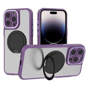 For iPhone 14 Pro Max Bodyguard Rotating Bracket MagSafe Phone Case(Purple)