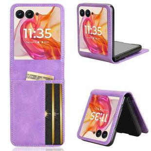 For Motorola Razr 50 Ultra Skin Feel Card Slot Leather Phone Case(Purple)