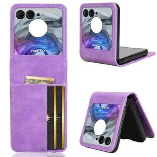 For Motorola Razr 50 Skin Feel Card Slot Leather Phone Case(Purple)