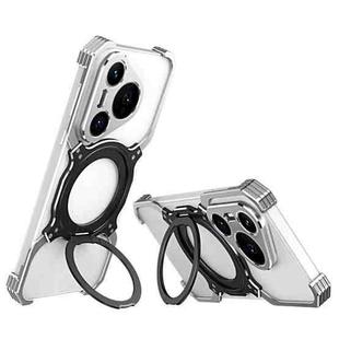 For Huawei Pura 70 Mechanical Arm Borderless MagSafe Holder Metal Phone Case(Silver)