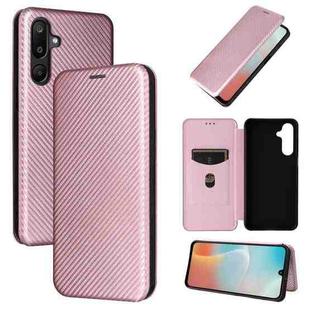 For Samsung Galaxy M16 5G / F16 5G Carbon Fiber Texture Flip Leather Phone Case(Pink)