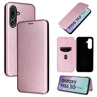For Samsung Galaxy M56 5G Carbon Fiber Texture Flip Leather Phone Case(Pink)