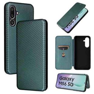 For Samsung Galaxy M56 5G Carbon Fiber Texture Flip Leather Phone Case(Green)