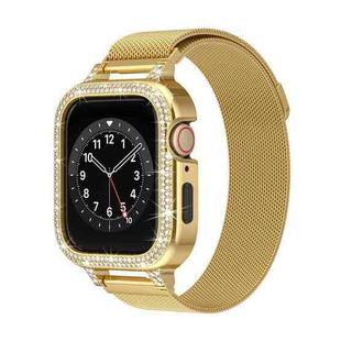 For Apple Watch SE 2023 44mm Diamond TPU Hybrid Metal Frame Milan Watch Band(Gold)