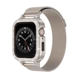 For Apple Watch SE 2023 44mm Diamond TPU Hybrid Metal Frame Milan Watch Band(Starlight)