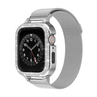 For Apple Watch Series 9 45mm Diamond TPU Hybrid Metal Frame Milan Watch Band(Silver)