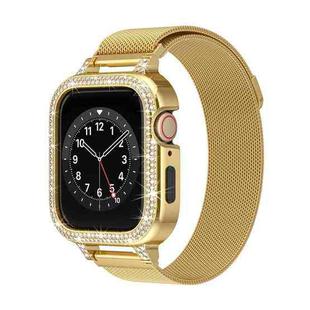 For Apple Watch Series 9 41mm Diamond TPU Hybrid Metal Frame Milan Watch Band(Gold)