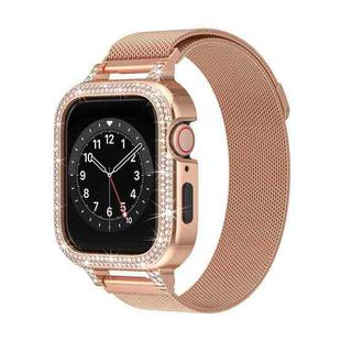 For Apple Watch Series 5 44mm Diamond TPU Hybrid Metal Frame Milan Watch Band(Rose Gold)