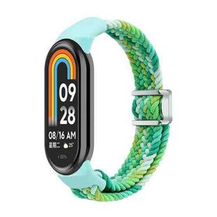 For Xiaomi Smart Band 9 / 8 Nylon Braided Loop Magnetic Buckle Integrated Watch Band(Colorful Green)