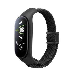 For Xiaomi Mi Band 7 / 6 / 5 / 4 / 3 Nylon Braided Loop Magnetic Buckle Integrated Watch Band(Black)