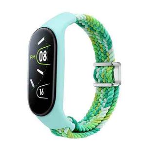 For Xiaomi Mi Band 7 / 6 / 5 / 4 / 3 Nylon Braided Loop Magnetic Buckle Integrated Watch Band(Colorful Green)