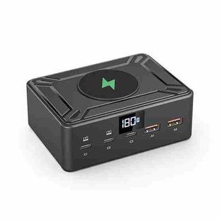 190W LED Display 3 x Type-C + 2 x USB Multi Ports Charger Support QI Wireless Charging(Black)