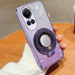 For OPPO Reno10 Global Plated Gradient Glitter Round Holder TPU Phone Case(Purple)