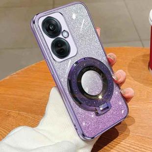 For OPPO K11X Plated Gradient Glitter Round Holder TPU Phone Case(Purple)