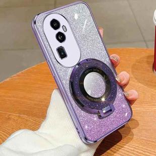 For OPPO Reno10 Pro+ Plated Gradient Glitter Round Holder TPU Phone Case(Purple)