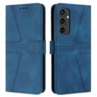 For Samsung Galaxy S24 FE 5G Triangle Solid Color Leather Phone Case(Blue)