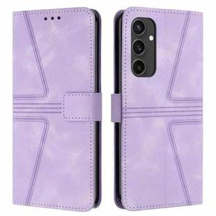 For Samsung Galaxy S24 FE 5G Triangle Solid Color Leather Phone Case(Purple)