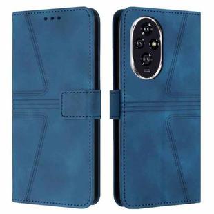 For Honor 200 Triangle Solid Color Leather Phone Case(Blue)