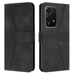 For Honor 200 Lite Global Triangle Solid Color Leather Phone Case(Black)