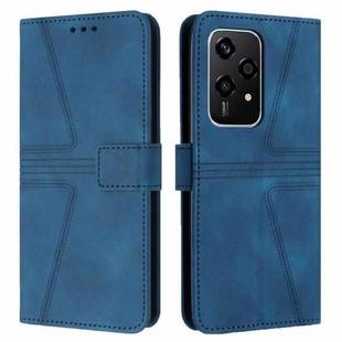 For Honor 200 Lite Global Triangle Solid Color Leather Phone Case(Blue)