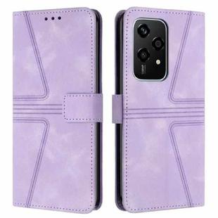 For Honor 200 Lite Global Triangle Solid Color Leather Phone Case(Purple)