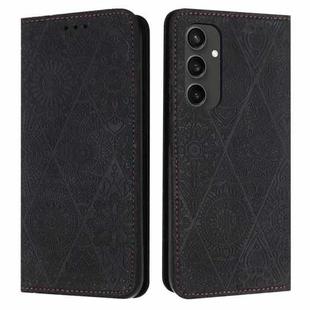 For Samsung Galaxy S24 FE 5G Ethnic Embossed Adsorption Leather Phone Case(Black)