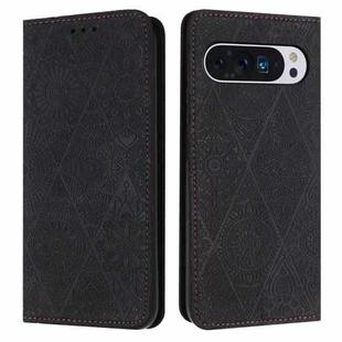 For Google Pixel 9 Pro XL Ethnic Embossed Adsorption Leather Phone Case(Black)