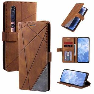 For Xiaomi Mi 10 5G / Mi 10 Pro 5G Skin Feel Splicing Horizontal Flip Leather Case with Holder & Card Slots & Wallet & Photo Frame(Brown)