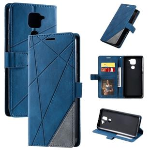 For Xiaomi Redmi Note 9 Skin Feel Splicing Horizontal Flip Leather Case with Holder & Card Slots & Wallet & Photo Frame(Blue)