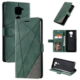 For Xiaomi Redmi Note 9 Skin Feel Splicing Horizontal Flip Leather Case with Holder & Card Slots & Wallet & Photo Frame(Green)