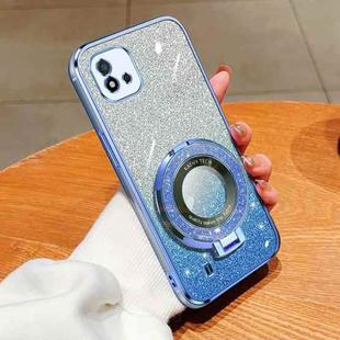 For Realme C20 / C20A / C11 2021 Plated Gradient Glitter Round Holder TPU Phone Case(Sierra Blue)