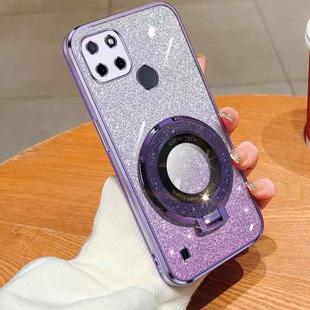 For Realme C21Y / C25Y Plated Gradient Glitter Round Holder TPU Phone Case(Purple)