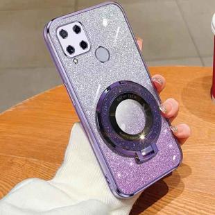 For Realme C25 / Narzo 30A Plated Gradient Glitter Round Holder TPU Phone Case(Purple)