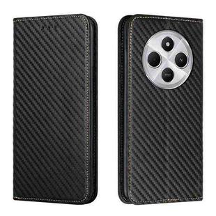 For Redmi A4 5G Carbon Fiber Texture Magnetic Flip Leather Phone Case(Black)