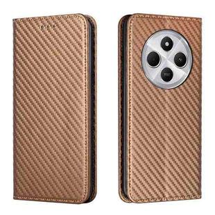 For Redmi A4 5G Carbon Fiber Texture Magnetic Flip Leather Phone Case(Brown)