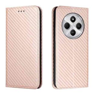 For Redmi A4 5G Carbon Fiber Texture Magnetic Flip Leather Phone Case(Rose Gold)