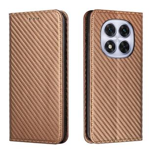 For Redmi Note 14 Pro 4G Carbon Fiber Texture Magnetic Flip Leather Phone Case(Brown)