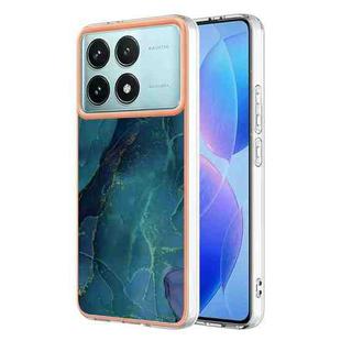 For Xiaomi Poco F6 Pro 5G Electroplating Marble Dual-side IMD Phone Case(Green 017)