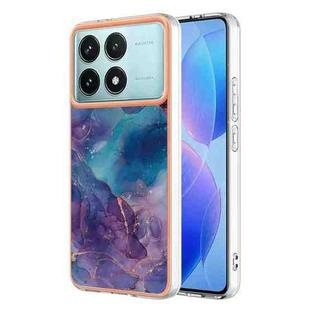 For Xiaomi Poco F6 Pro 5G Electroplating Marble Dual-side IMD Phone Case(Purple 016)