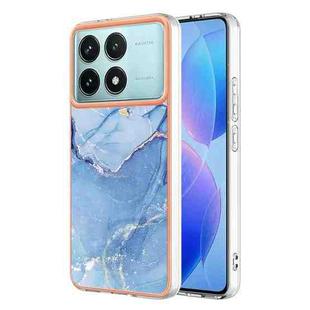 For Xiaomi Poco F6 Pro 5G Electroplating Marble Dual-side IMD Phone Case(Blue 018)