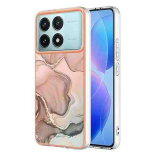 For Xiaomi Poco F6 Pro 5G Electroplating Marble Dual-side IMD Phone Case(Rose Gold 015)