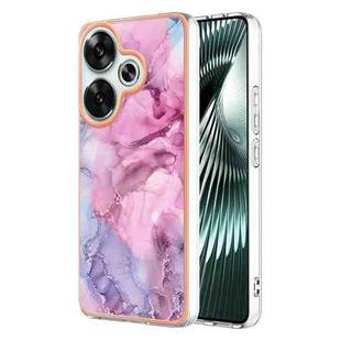 For Xiaomi Poco F6 5G Electroplating Marble Dual-side IMD Phone Case(Pink 013)