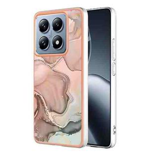 For Xiaomi 14T Electroplating Marble Dual-side IMD Phone Case(Rose Gold 015)