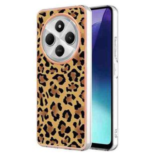 For Redmi 14C 4G Electroplating Marble Dual-side IMD Phone Case(Leopard Print)