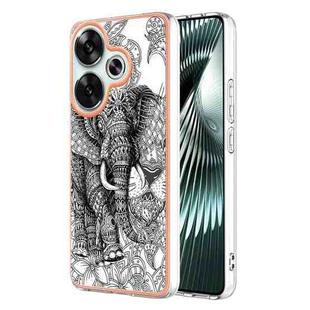 For Xiaomi Poco F6 5G Electroplating Marble Dual-side IMD Phone Case(Totem Elephant)