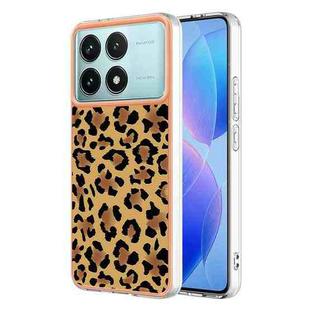 For Xiaomi Poco F6 Pro 5G Electroplating Marble Dual-side IMD Phone Case(Leopard Print)