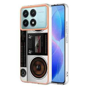 For Xiaomi Poco F6 Pro 5G Electroplating Marble Dual-side IMD Phone Case(Retro Radio)