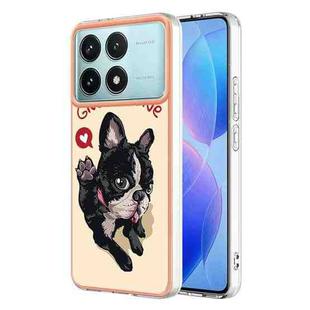 For Xiaomi Poco F6 Pro 5G Electroplating Marble Dual-side IMD Phone Case(Lucky Dog)