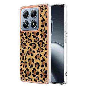 For Xiaomi 14T Electroplating Marble Dual-side IMD Phone Case(Leopard Print)