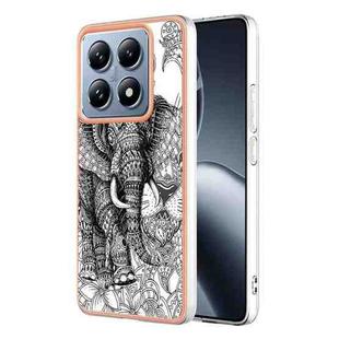 For Xiaomi 14T Electroplating Marble Dual-side IMD Phone Case(Totem Elephant)